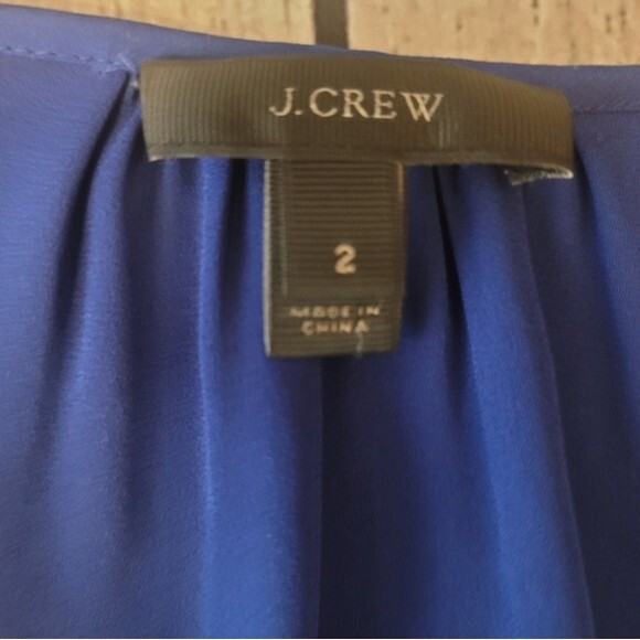 J. Crew Royal Blue Tassel Trim Long Sleeve Tunic Polyester Blouse Top Size 2 - Picture 5 of 11